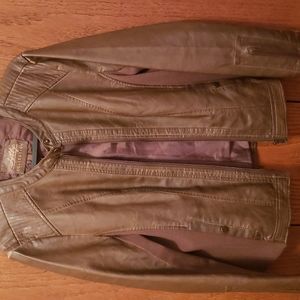 Faux leather coat for layering